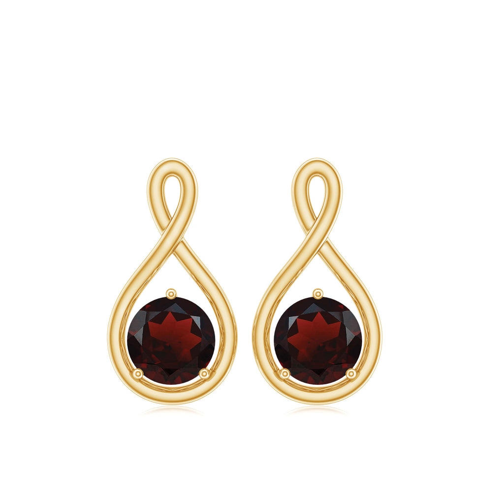 0.50 CT Round Cut Garnet Solitaire Infinity Stud Earrings Garnet - ( AAA ) - Quality - Rosec Jewels
