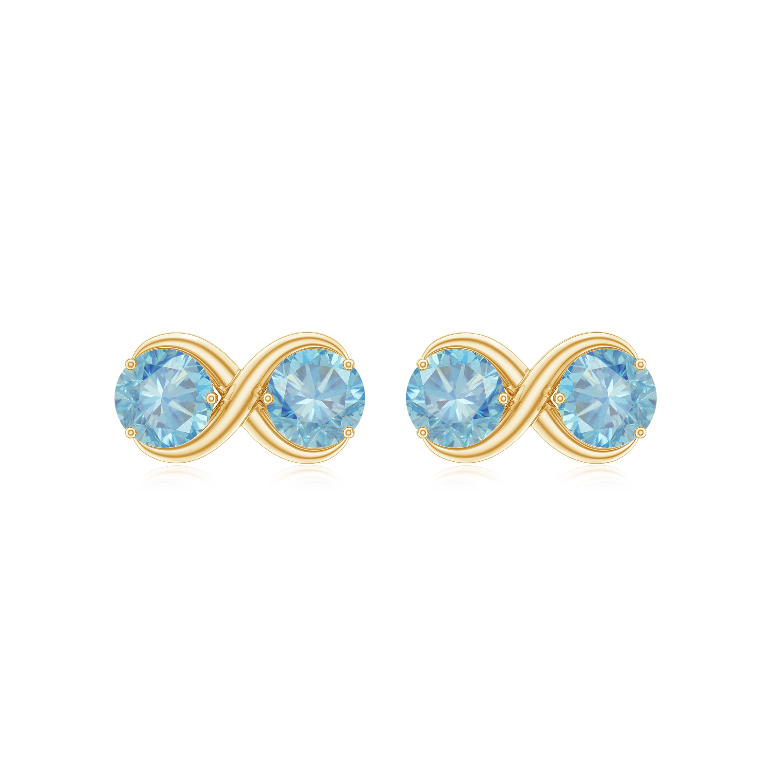 1 CT Simple Aquamarine Two Stone Infinity Stud Earrings Aquamarine - ( AAA ) - Quality - Rosec Jewels