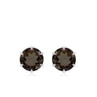 6 MM Smoky Quartz Solitaire Stud Earrings Smoky Quartz - ( AAA ) - Quality - Rosec Jewels