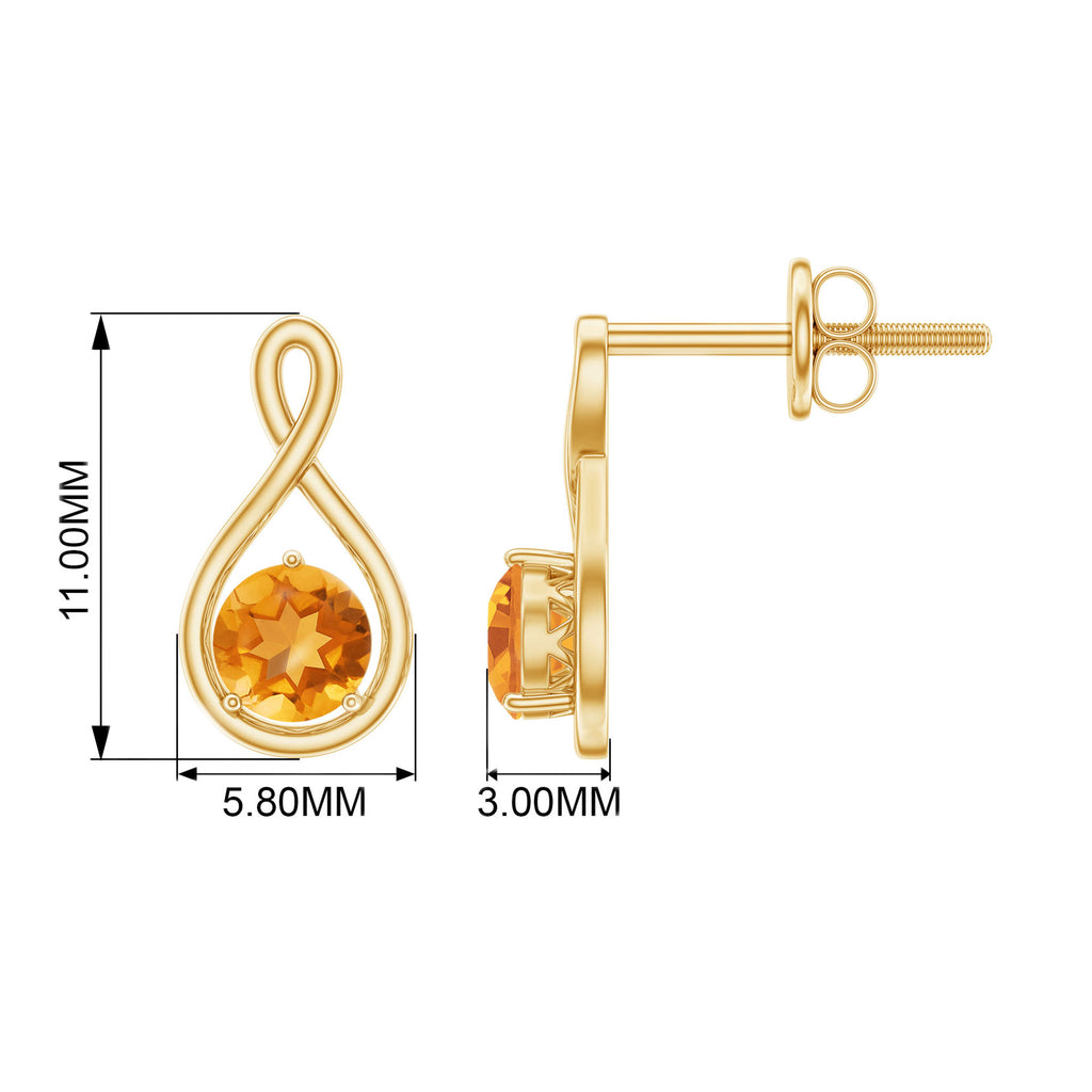 1/2 CT Solitaire Citrine Gold Infinity Stud Earring Citrine - ( AAA ) - Quality - Rosec Jewels