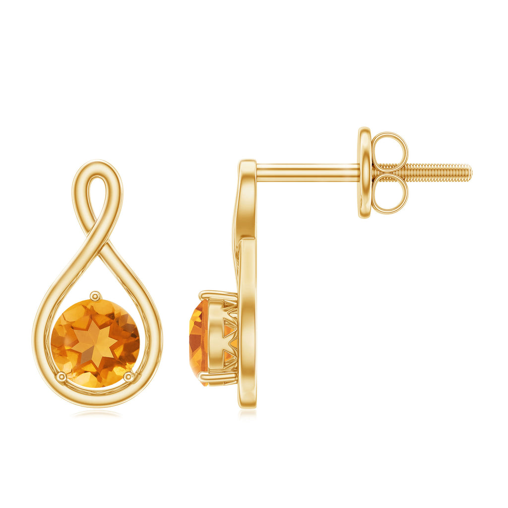 1/2 CT Solitaire Citrine Gold Infinity Stud Earring Citrine - ( AAA ) - Quality - Rosec Jewels