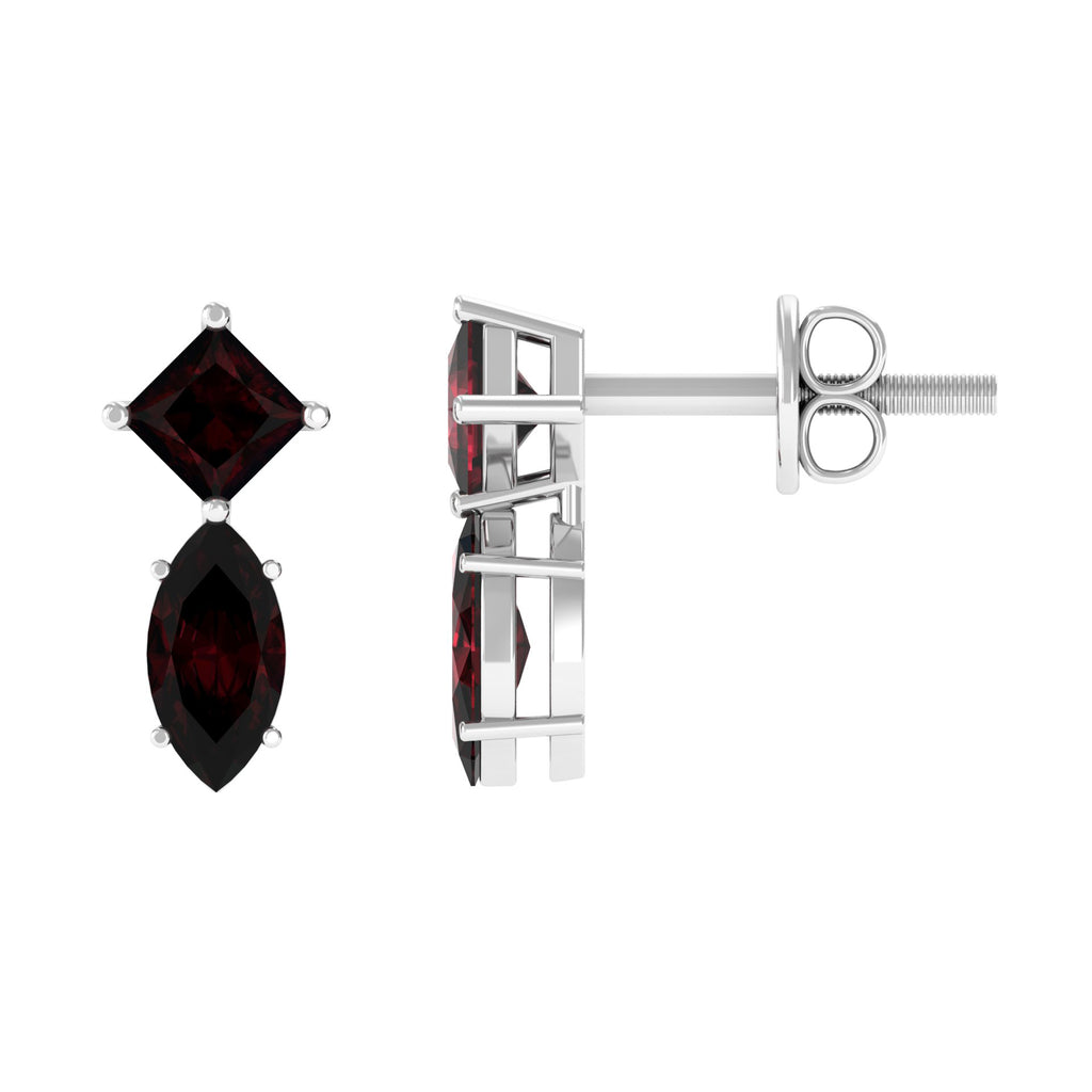 1 CT Garnet Simple Stud Earrings Garnet - ( AAA ) - Quality - Rosec Jewels