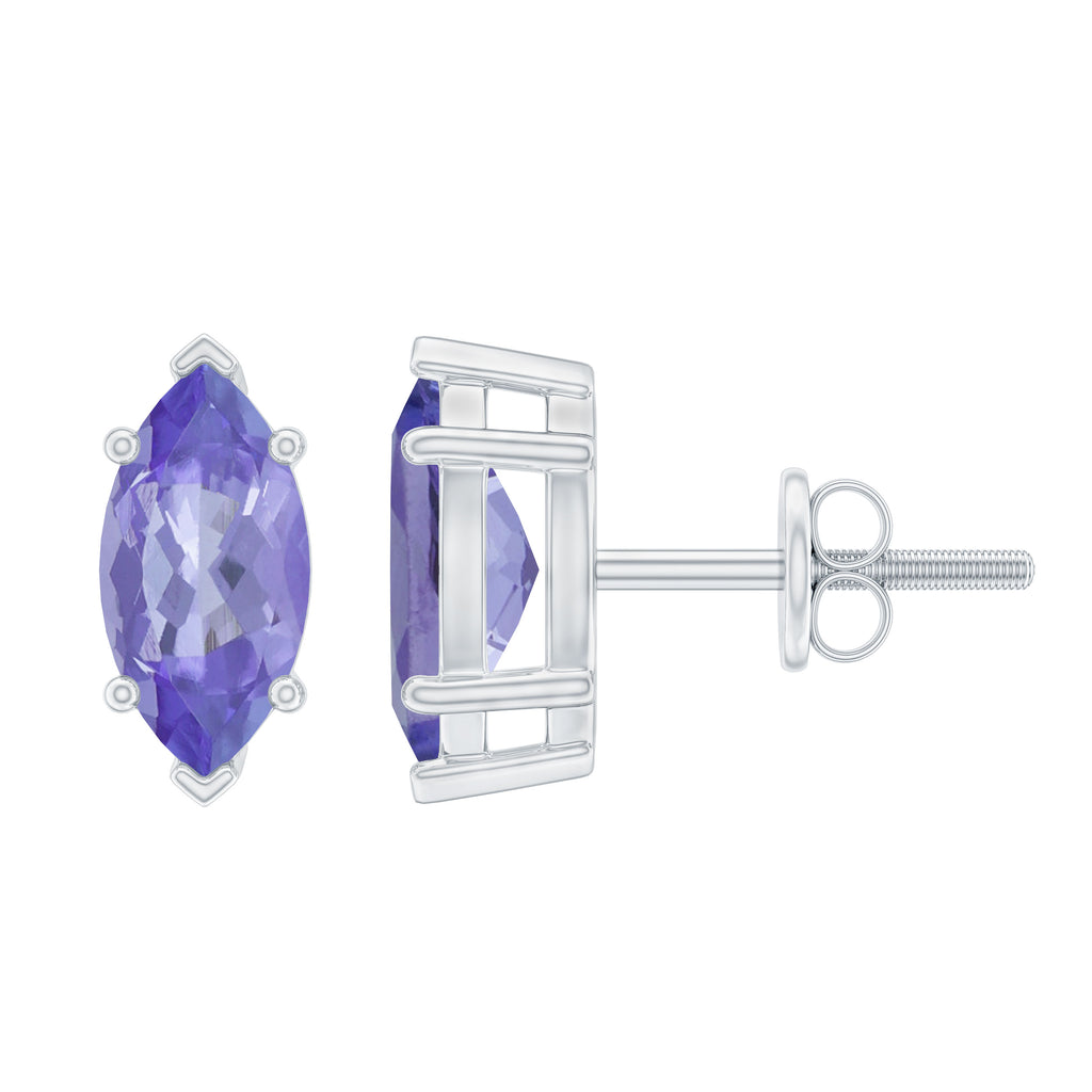 8X4 MM Marquise Cut Tanzanite Solitaire Stud Earring Tanzanite - ( AAA ) - Quality - Rosec Jewels