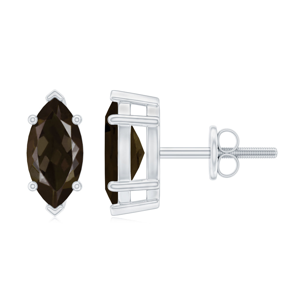 Marquise Cut Smoky Quartz Solitaire Stud Earrings Smoky Quartz - ( AAA ) - Quality - Rosec Jewels