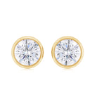 Bezel Set Round Shape Diamond Solitaire Stud Earrings Diamond - ( HI-SI ) - Color and Clarity - Rosec Jewels