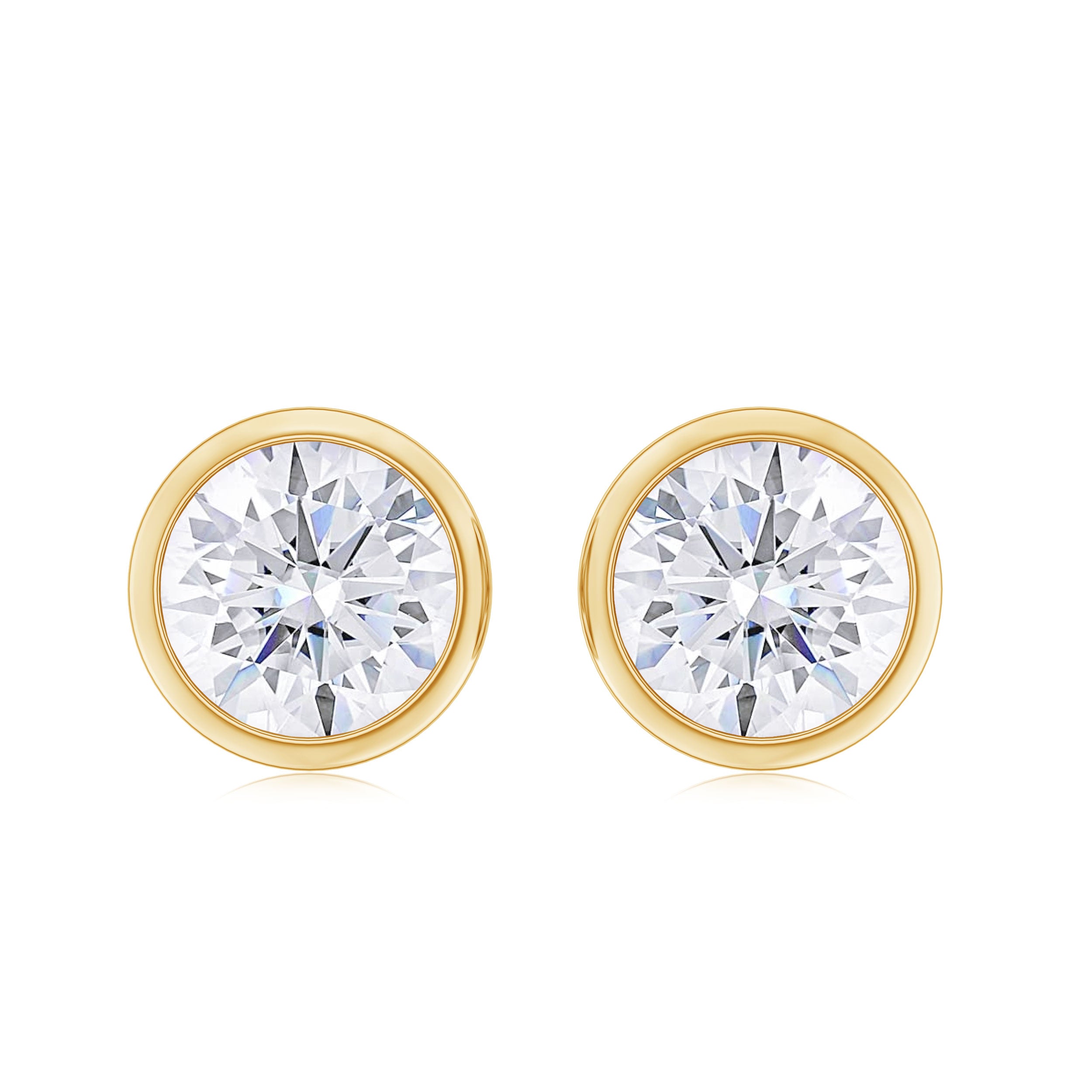 Bezel Set Round Shape Diamond Solitaire Stud Earrings Diamond - ( HI-SI ) - Color and Clarity - Rosec Jewels