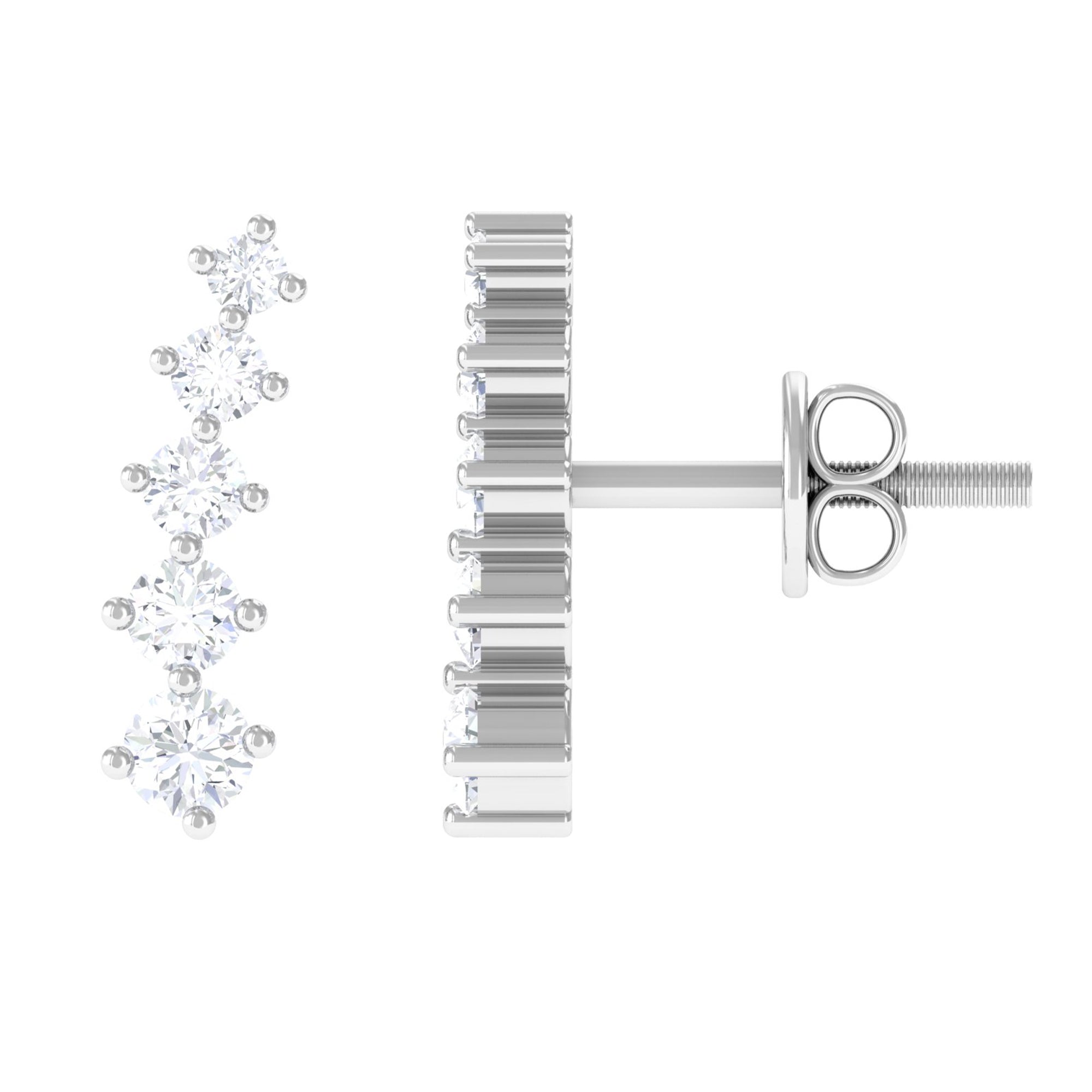 Graduated Style Diamond Climber Earrings Diamond - ( HI-SI ) - Color and Clarity - Rosec Jewels