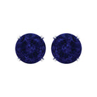 Round Created Blue Sapphire Solitaire Stud Earrings in Claw Setting Lab Created Blue Sapphire - ( AAAA ) - Quality - Rosec Jewels