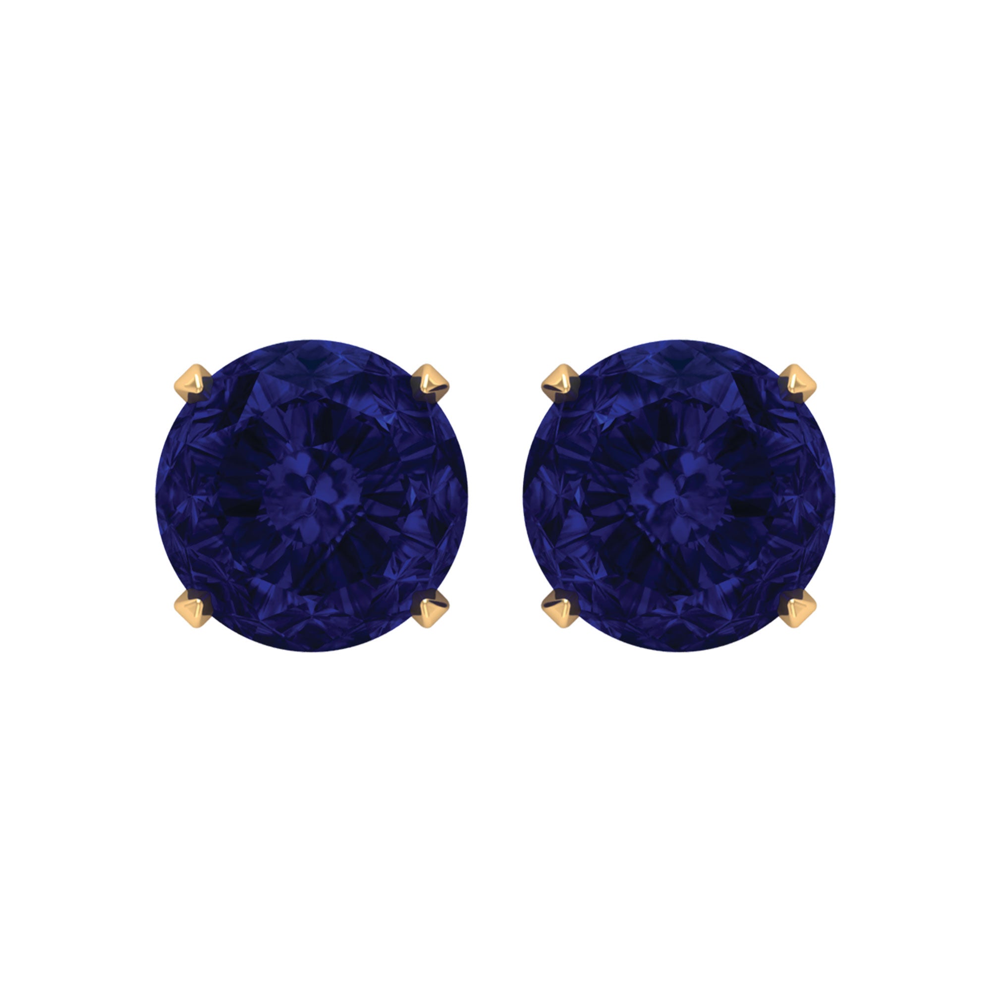 Round Created Blue Sapphire Solitaire Stud Earrings in Claw Setting Lab Created Blue Sapphire - ( AAAA ) - Quality - Rosec Jewels