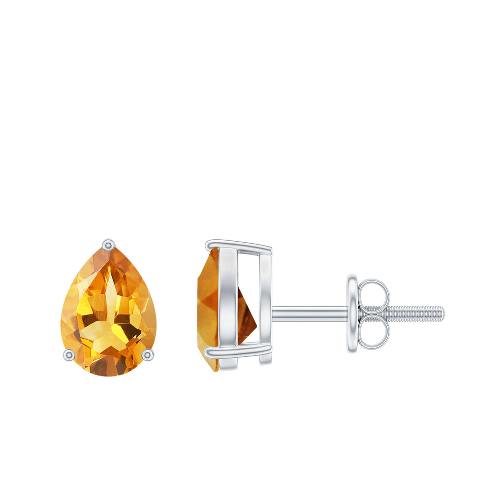 1.5 CT Pear Cut Citrine Solitaire Earrings Citrine - ( AAA ) - Quality - Rosec Jewels