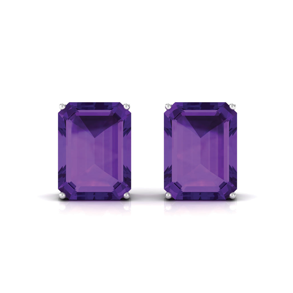 3.25 CT Octagon Cut Amethyst Solitaire Stud Earrings Amethyst - ( AAA ) - Quality - Rosec Jewels