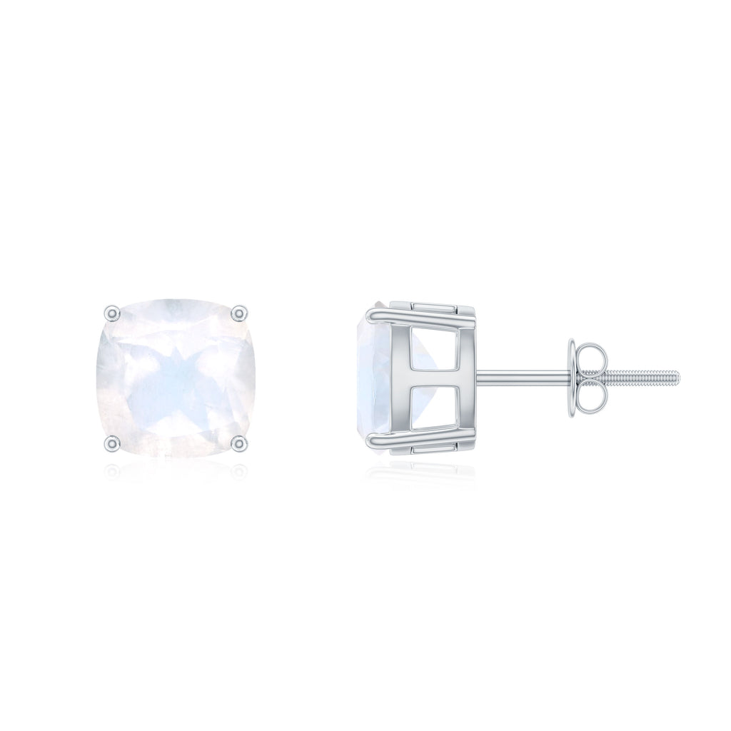 2.75 CT Cushion Cut Moonstone Solitaire Stud Earrings Moonstone - ( AAA ) - Quality - Rosec Jewels
