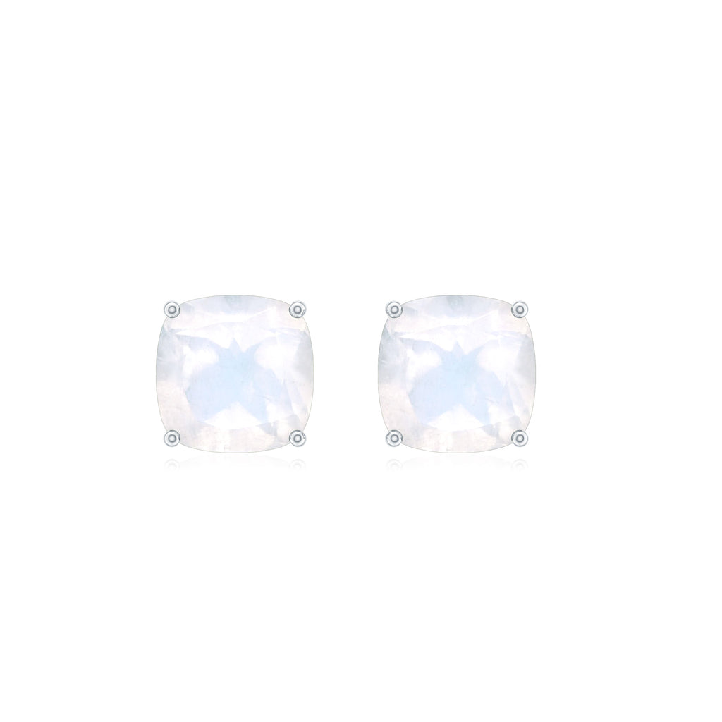 2.75 CT Cushion Cut Moonstone Solitaire Stud Earrings Moonstone - ( AAA ) - Quality - Rosec Jewels