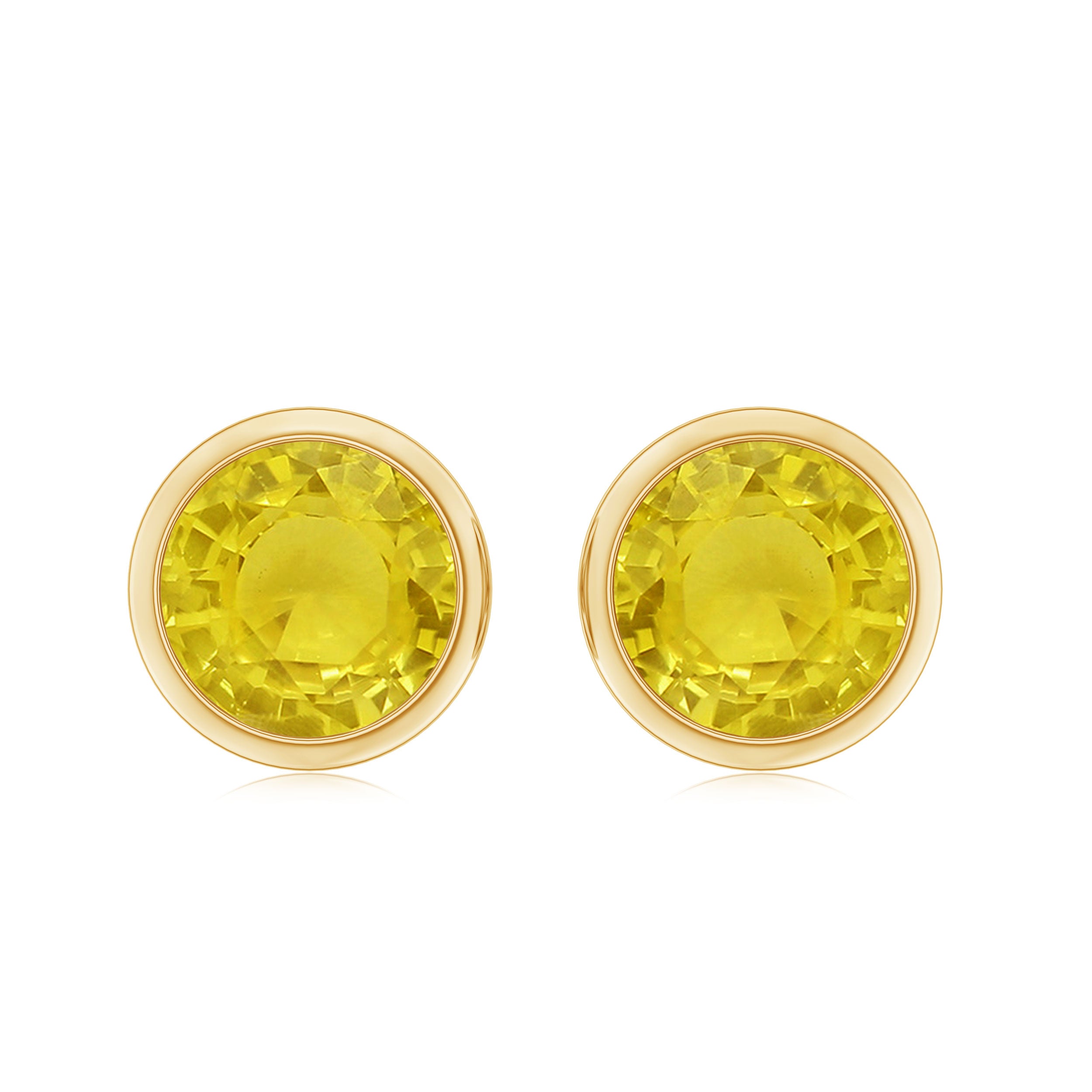 Natural Yellow Sapphire Solitaire Stud Earrings in Bezel Setting Yellow Sapphire - ( AAA ) - Quality - Rosec Jewels