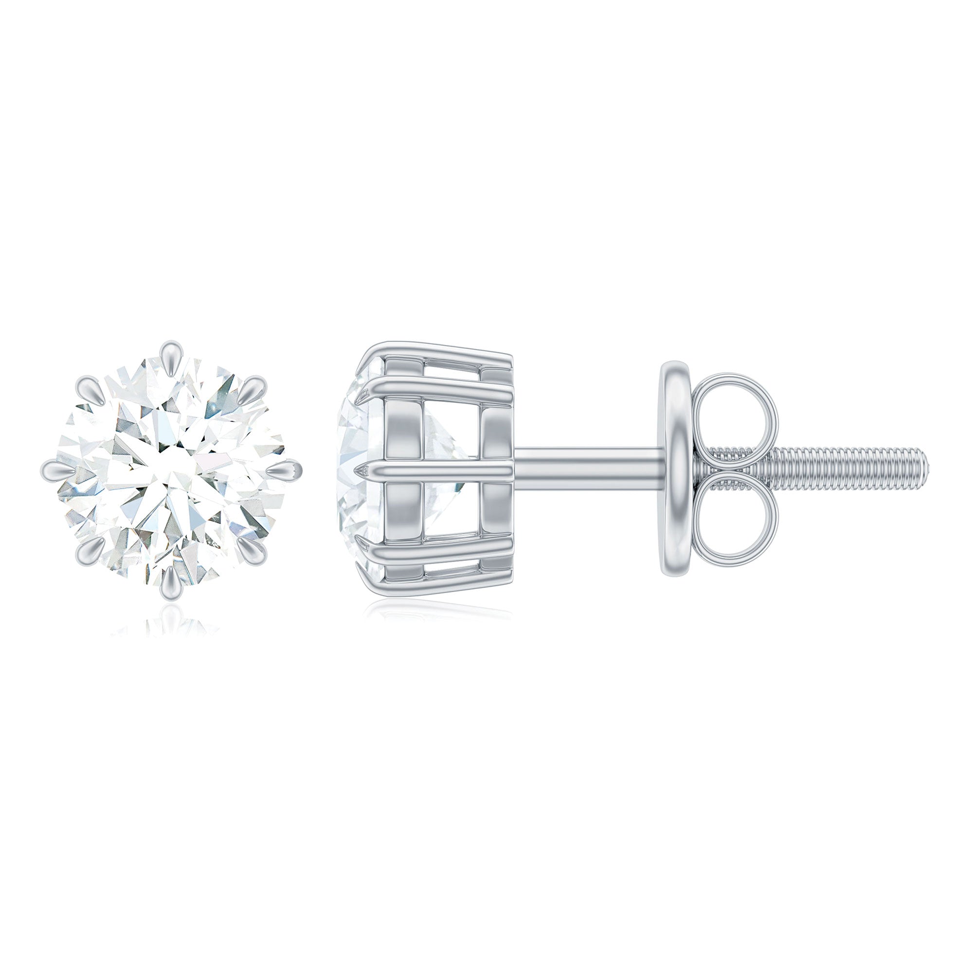 1 CT Certified Moissanite Solitaire Stud Earrings Moissanite - ( D-VS1 ) - Color and Clarity - Rosec Jewels