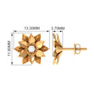 Round Cut Natural Diamond Gold Flower Stud Earrings Diamond - ( HI-SI ) - Color and Clarity - Rosec Jewels