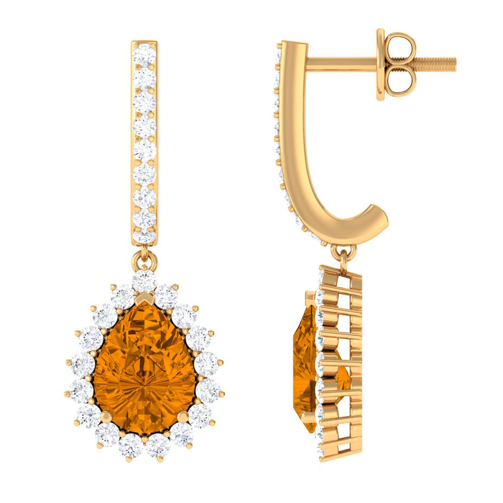 3.25 CT Citrine and Moissanite Bridal Teardrop Earrings Citrine - ( AAA ) - Quality - Rosec Jewels