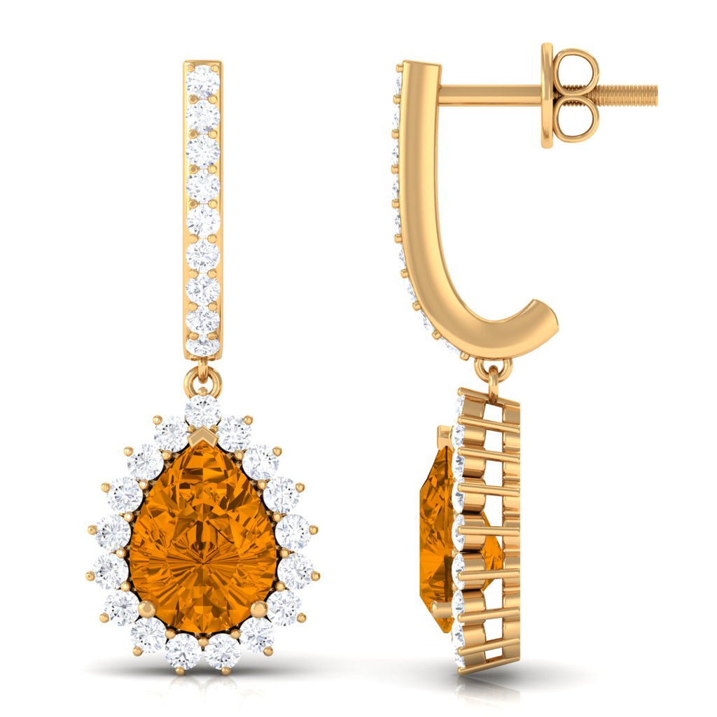 3.25 CT Citrine and Moissanite Bridal Teardrop Earrings Citrine - ( AAA ) - Quality - Rosec Jewels