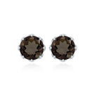 6 MM Decorative Smoky Quartz Solitaire Stud Earrings Smoky Quartz - ( AAA ) - Quality - Rosec Jewels