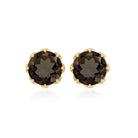 6 MM Decorative Smoky Quartz Solitaire Stud Earrings Smoky Quartz - ( AAA ) - Quality - Rosec Jewels