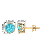 6 MM Swiss Blue Topaz Solitaire Crown Stud Earrings Swiss Blue Topaz - ( AAA ) - Quality - Rosec Jewels