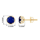 2.25 CT Claw Set Blue Sapphire Solitaire and Diamond Stud Earrings Blue Sapphire - ( AAA ) - Quality - Rosec Jewels
