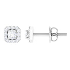1/4 CT Solitaire Diamond Stud Earrings with Halo Diamond - ( HI-SI ) - Color and Clarity - Rosec Jewels