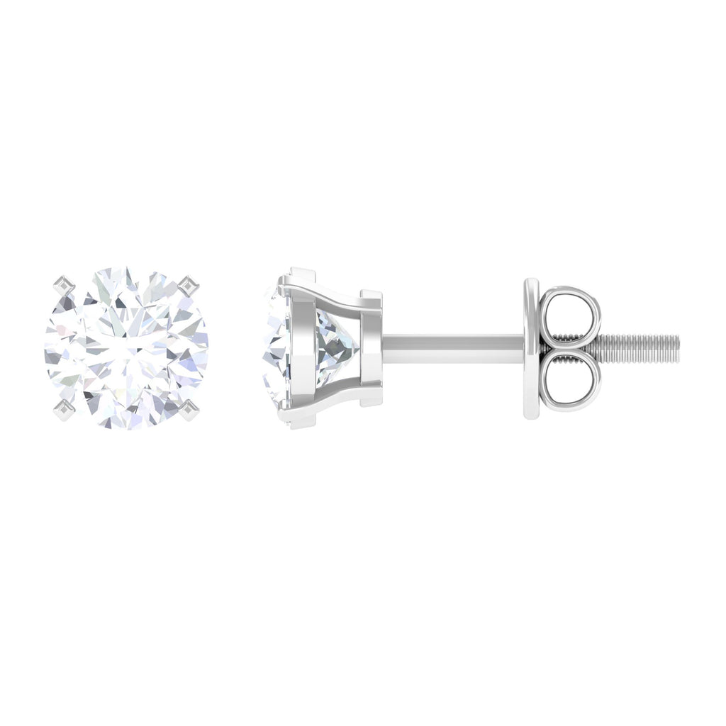 Round Shape Moissanite Solitaire Stud Earrings Moissanite - ( D-VS1 ) - Color and Clarity - Rosec Jewels