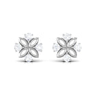 1/4 CT Round Diamond Gold Floral Stud Earrings Diamond - ( HI-SI ) - Color and Clarity - Rosec Jewels