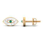 1/2 CT Emerald and Diamond Evil Eye Stud Earrings Emerald - ( AAA ) - Quality - Rosec Jewels