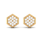 1/4 CT Simple Diamond Gold Hexagon Stud Earrings Diamond - ( HI-SI ) - Color and Clarity - Rosec Jewels