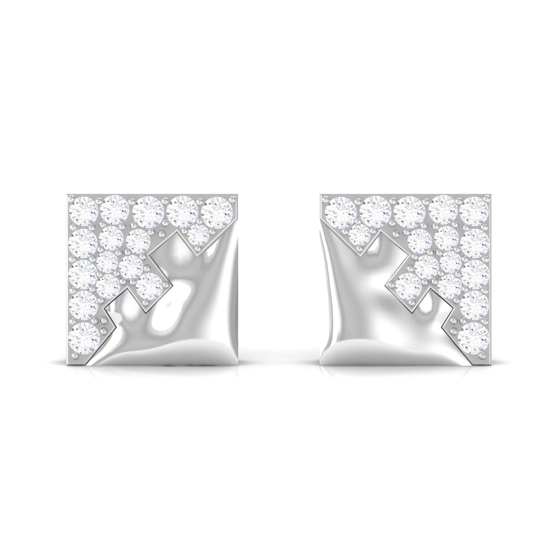 1/4 CT Real Diamond Square Stud Earrings in Gold Diamond - ( HI-SI ) - Color and Clarity - Rosec Jewels