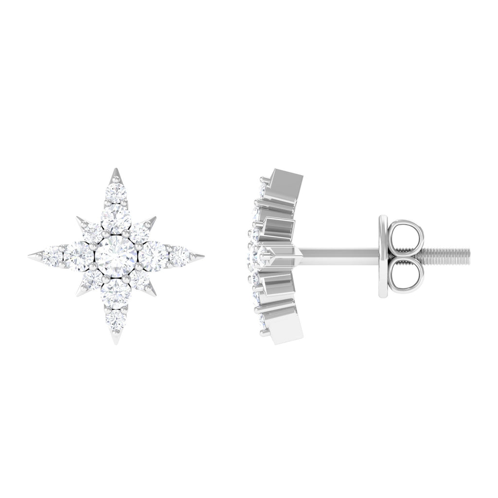 1/2 CT Real Diamond Starburst Stud Earrings in Prong Setting Diamond - ( HI-SI ) - Color and Clarity - Rosec Jewels