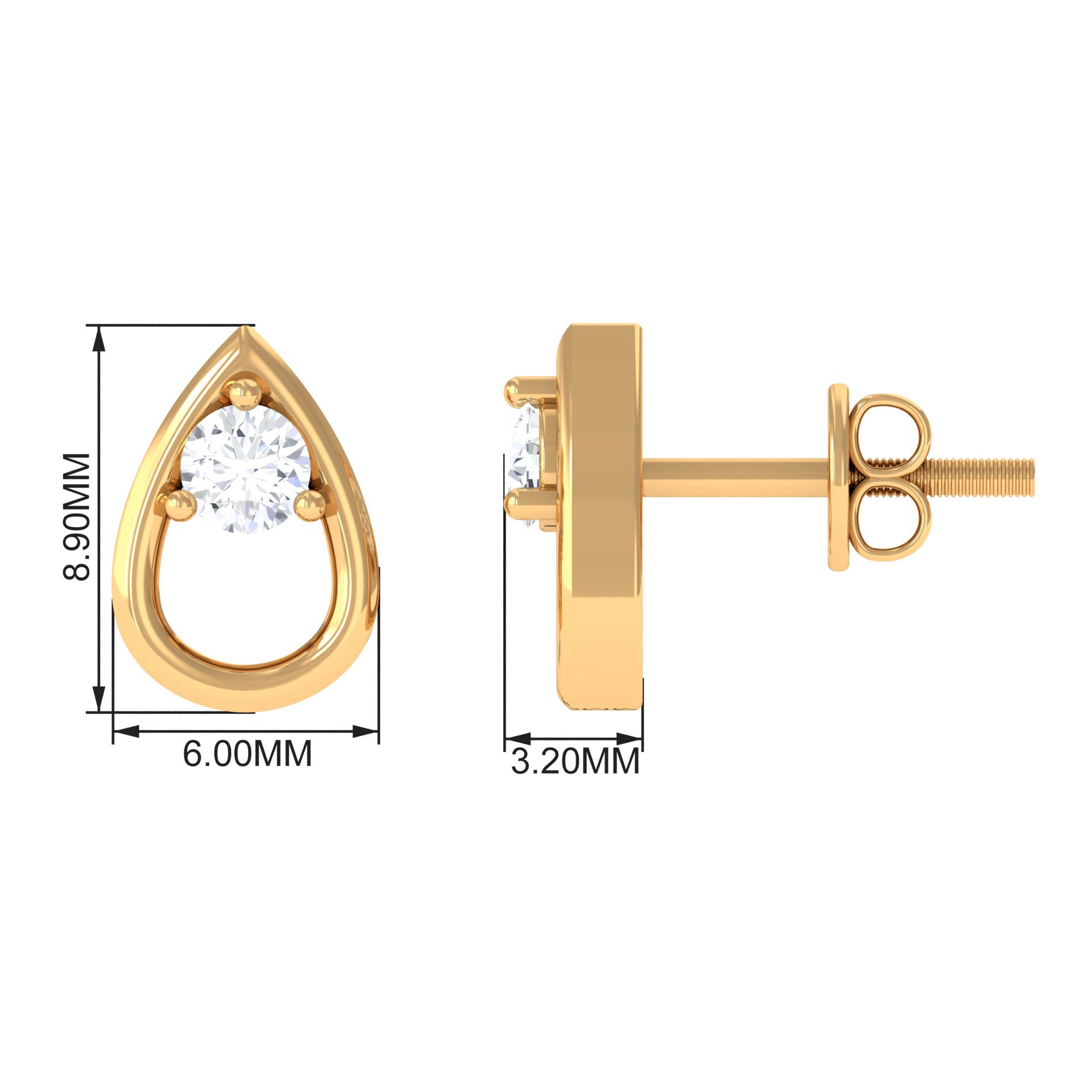 1/4 CT Simple Diamond Teardrop Stud Earrings in Gold Diamond - ( HI-SI ) - Color and Clarity - Rosec Jewels