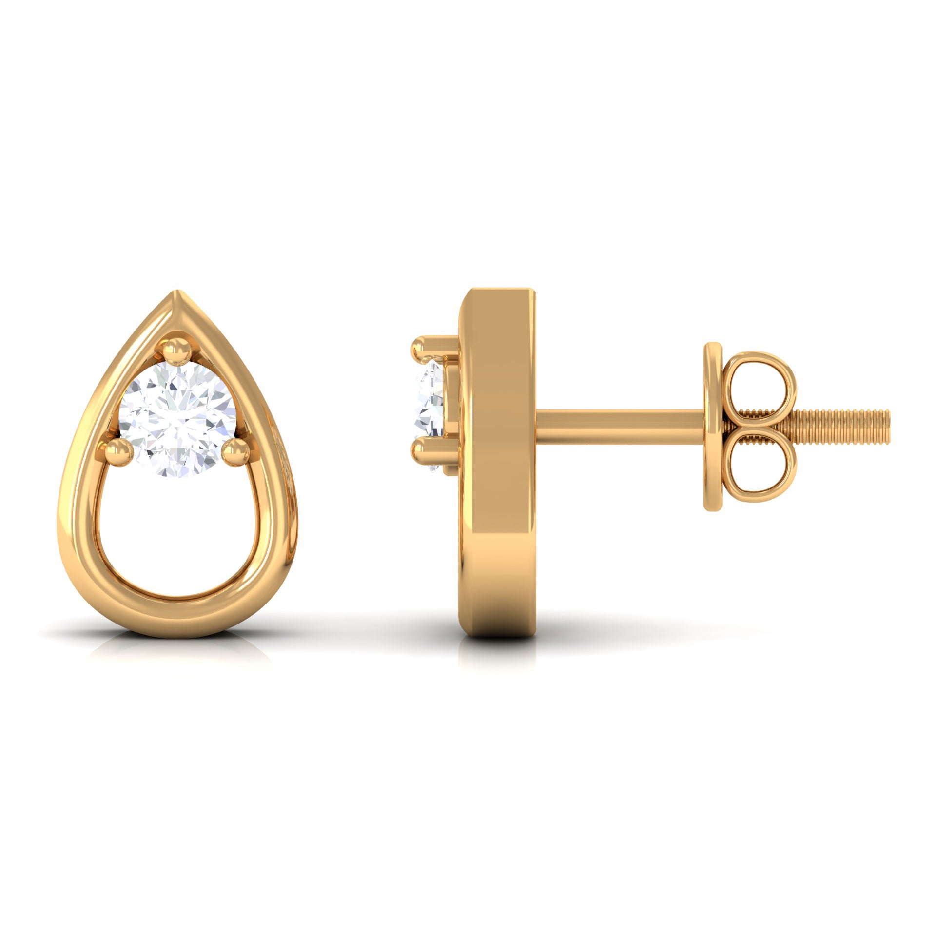 1/4 CT Simple Diamond Teardrop Stud Earrings in Gold Diamond - ( HI-SI ) - Color and Clarity - Rosec Jewels