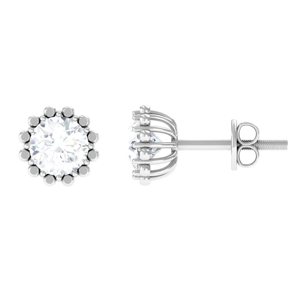 1/2 CT Natural Diamond Solitaire Stud Earrings Diamond - ( HI-SI ) - Color and Clarity - Rosec Jewels