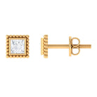 1/4 CT Real Diamond Solitaire Gold Beaded Stud Earrings Diamond - ( HI-SI ) - Color and Clarity - Rosec Jewels