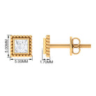 1/4 CT Real Diamond Solitaire Gold Beaded Stud Earrings Diamond - ( HI-SI ) - Color and Clarity - Rosec Jewels