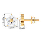 3/4 CT Simple Diamond Flower Stud Earrings in Prong Setting Diamond - ( HI-SI ) - Color and Clarity - Rosec Jewels