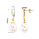 Freshwater Pearl Contemporary Drop Earring with Diamond Freshwater Pearl - ( AAA ) - Quality - Rosec Jewels