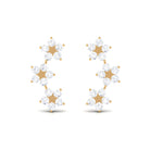 1/2 CT Diamond Floral Climber Earrings in Gold Diamond - ( HI-SI ) - Color and Clarity - Rosec Jewels