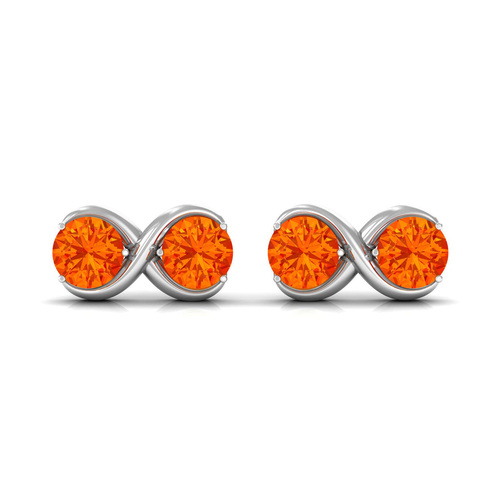 1.50 CT Orange Sapphire Simple Infinity Stud Earrings for Her Orange Sapphire - ( AAA ) - Quality - Rosec Jewels