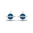 1.25 CT London Blue Topaz and Diamond Contemporary Stud Earrings London Blue Topaz - ( AAA ) - Quality - Rosec Jewels