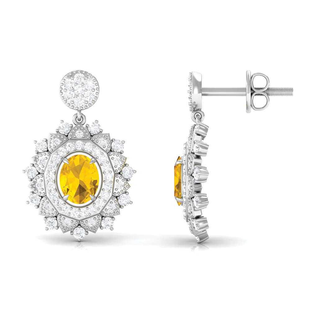 1.25 CT Citrine and Moissanite Bridal Drop Earrings in Gold Citrine - ( AAA ) - Quality - Rosec Jewels