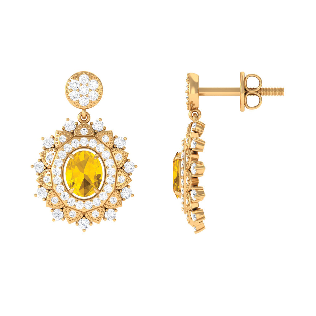 1.25 CT Citrine and Moissanite Bridal Drop Earrings in Gold Citrine - ( AAA ) - Quality - Rosec Jewels