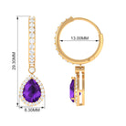 3.25 CT Classic Amethyst and Moissanite Hoop Drop Earrings Amethyst - ( AAA ) - Quality - Rosec Jewels