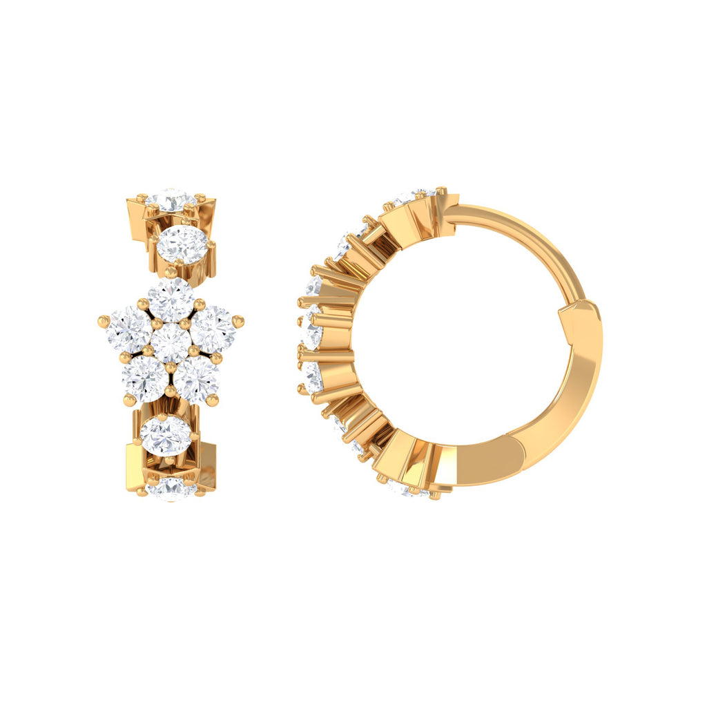 3/4 CT Diamond Floral Hoop Earrings Diamond - ( HI-SI ) - Color and Clarity - Rosec Jewels