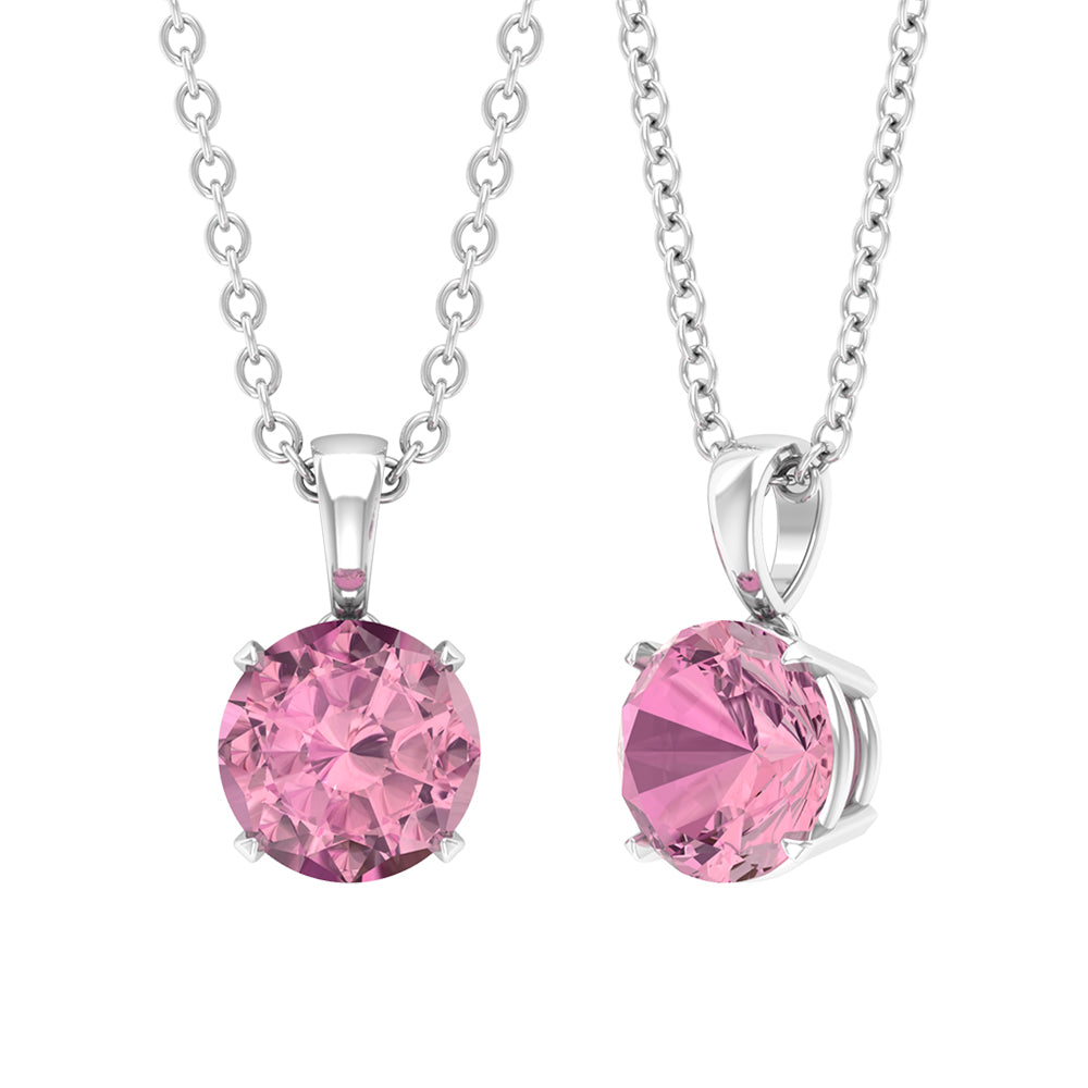 3/4 CT Pink Tourmaline Solitaire Pendant Necklace For Women Pink Tourmaline - ( AAA ) - Quality - Rosec Jewels