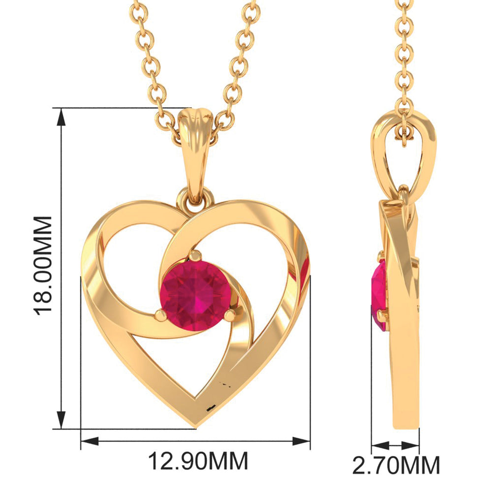 1/4 CT Open Solitaire Heart Pendant Necklace with Ruby For Women Ruby - ( AAA ) - Quality - Rosec Jewels