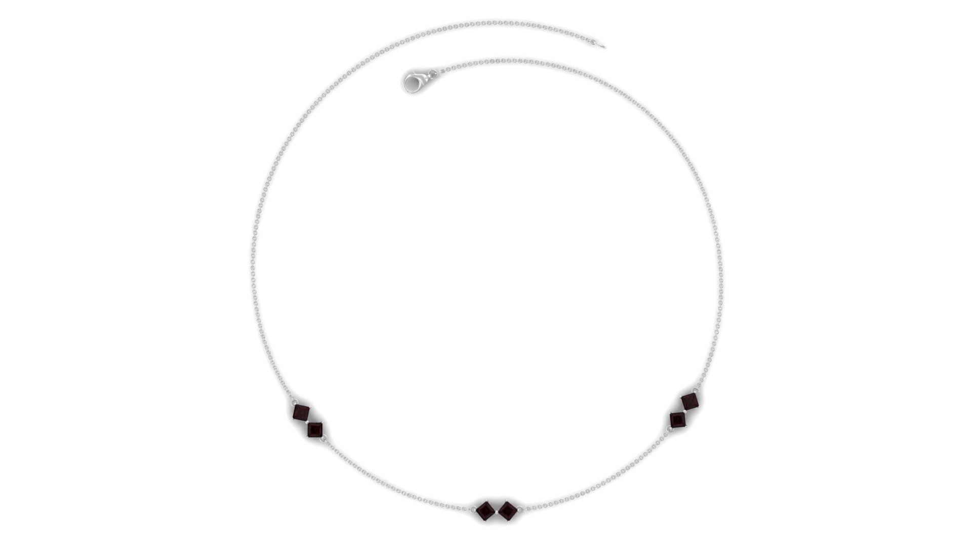 Simple Garnet Station Chain Necklace Garnet - ( AAA ) - Quality - Rosec Jewels